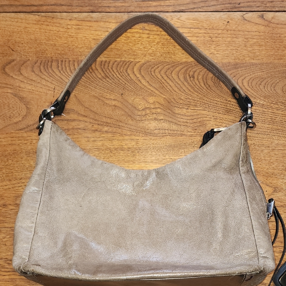 HOBO Taupe Leather Shoulder Bag